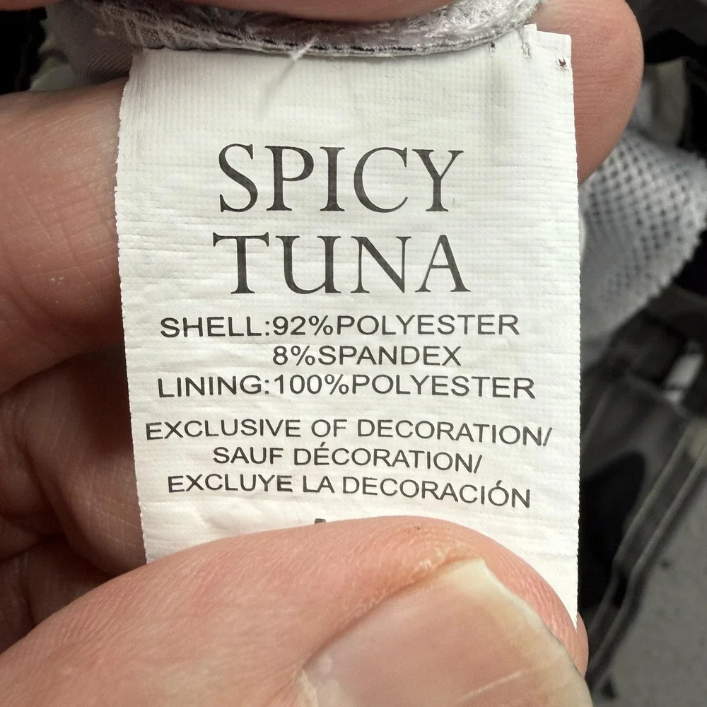 Spicy Tuna Swim Shorts Mens Medium Black Camo‎ Stripe Trunks Mesh UnLined Beach